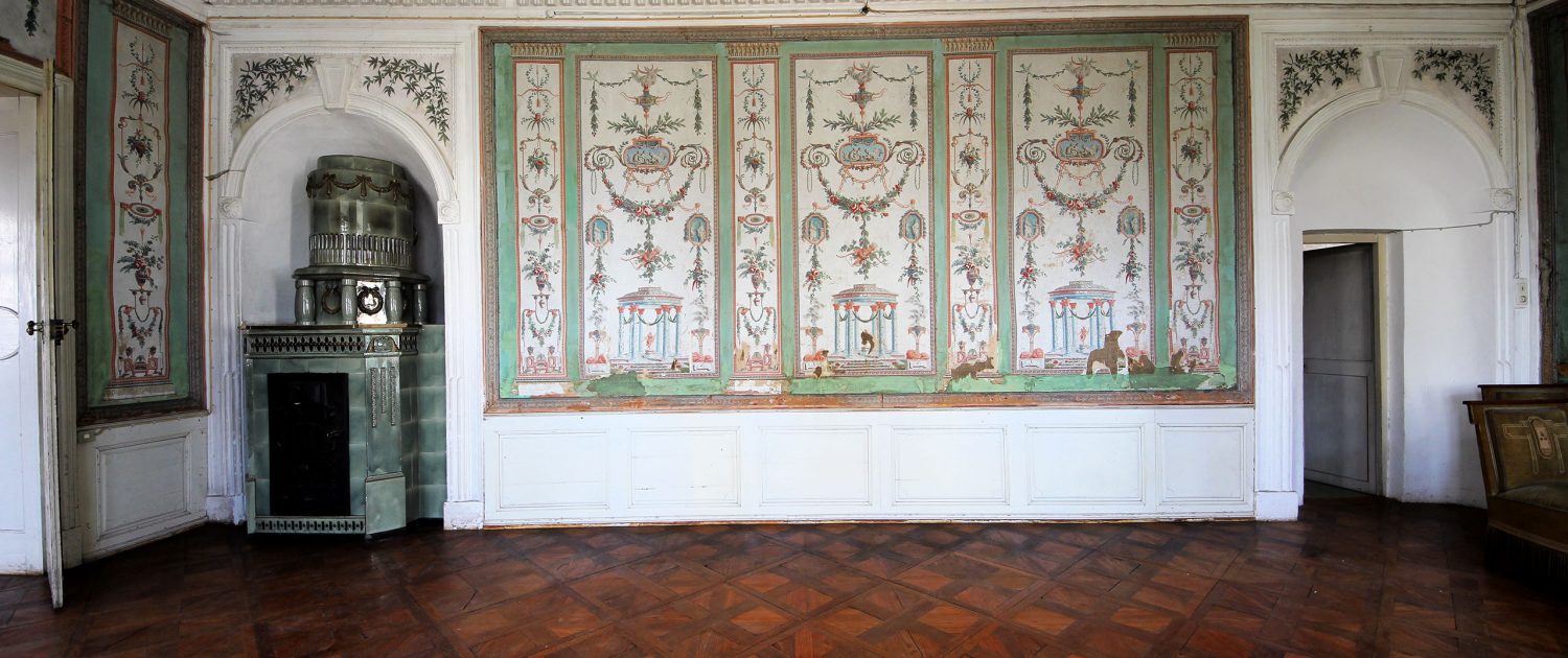 Schloss_Hürbel_Grüner Salon - Tapete von etwa 1780_(c) Schloss Hürbel